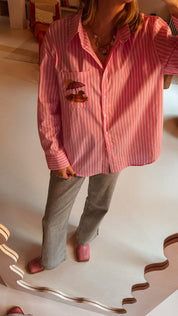 Mare blouse roze gestreept