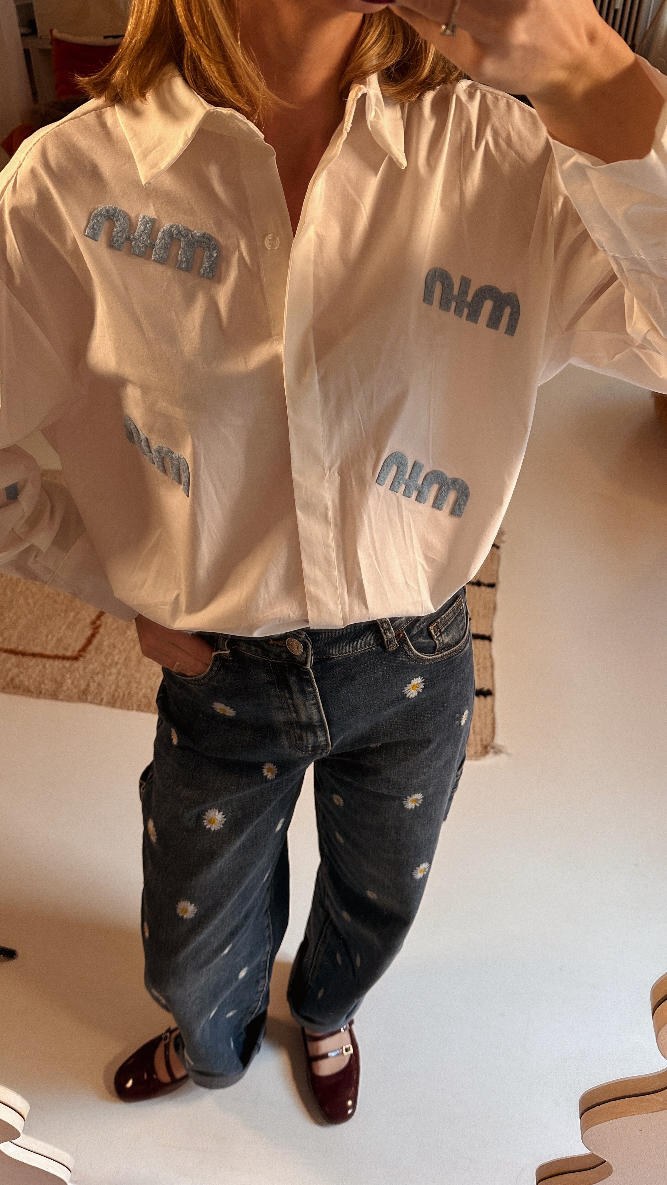 Isa blouse wit met lichtblauwe print