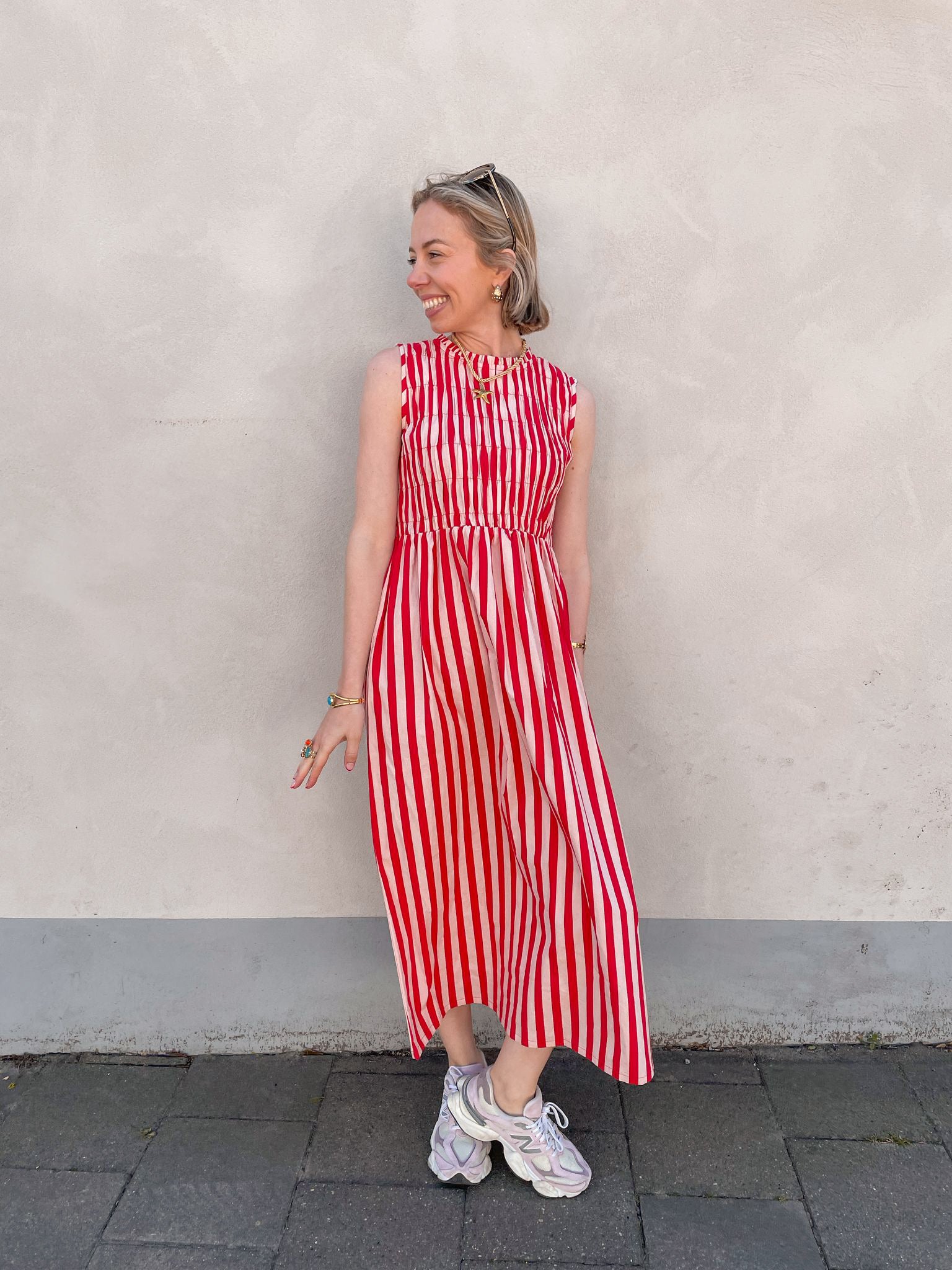 Jessy lange jurk gestreept rood