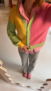 Sammie gilet geel/fuchsia/groen