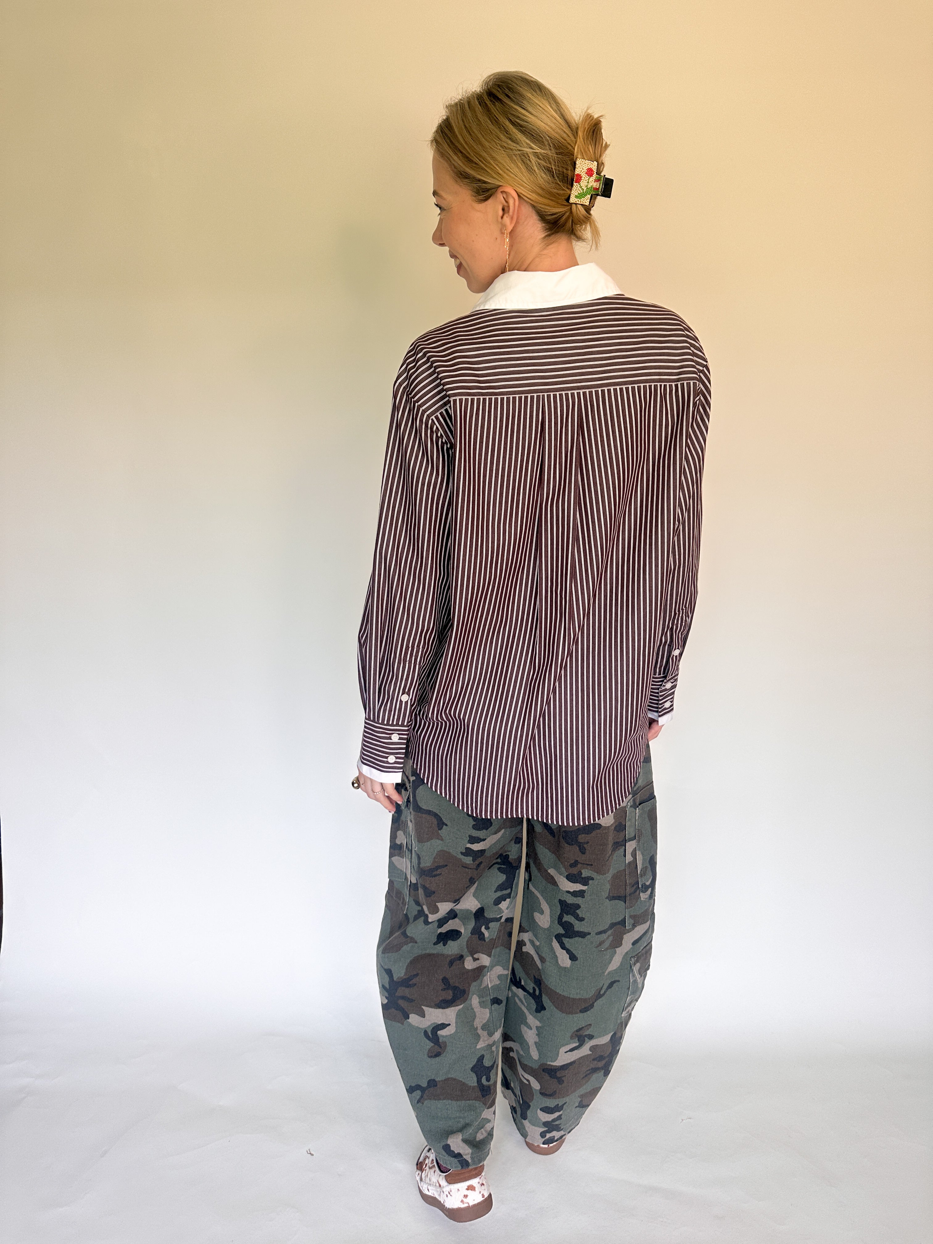 Paula blouse bruin gestreept