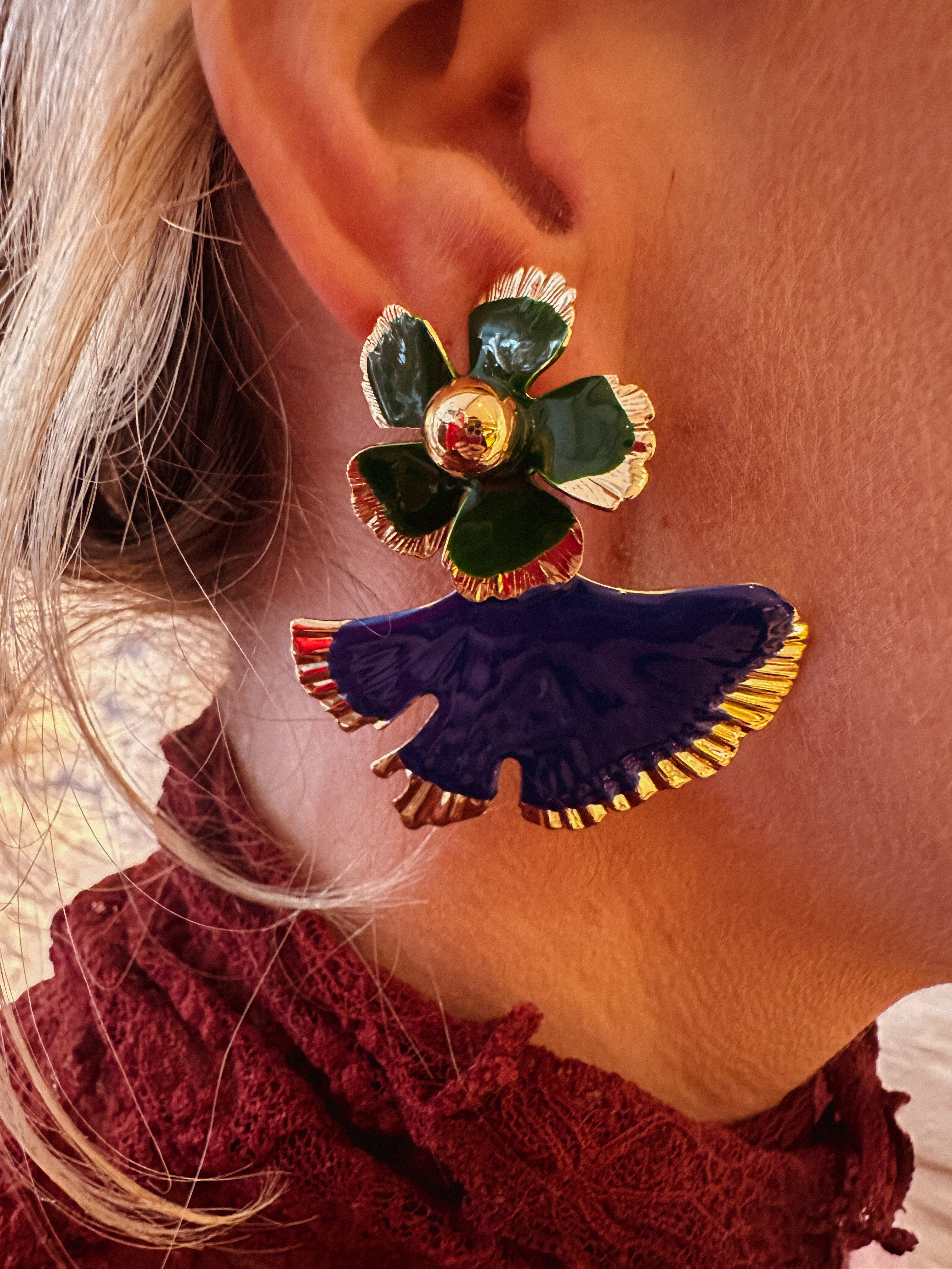 Oorbellen blauw/groen