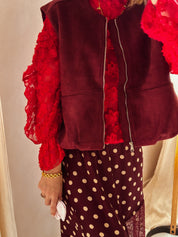 Isaline mouwloos jasje Bordeaux