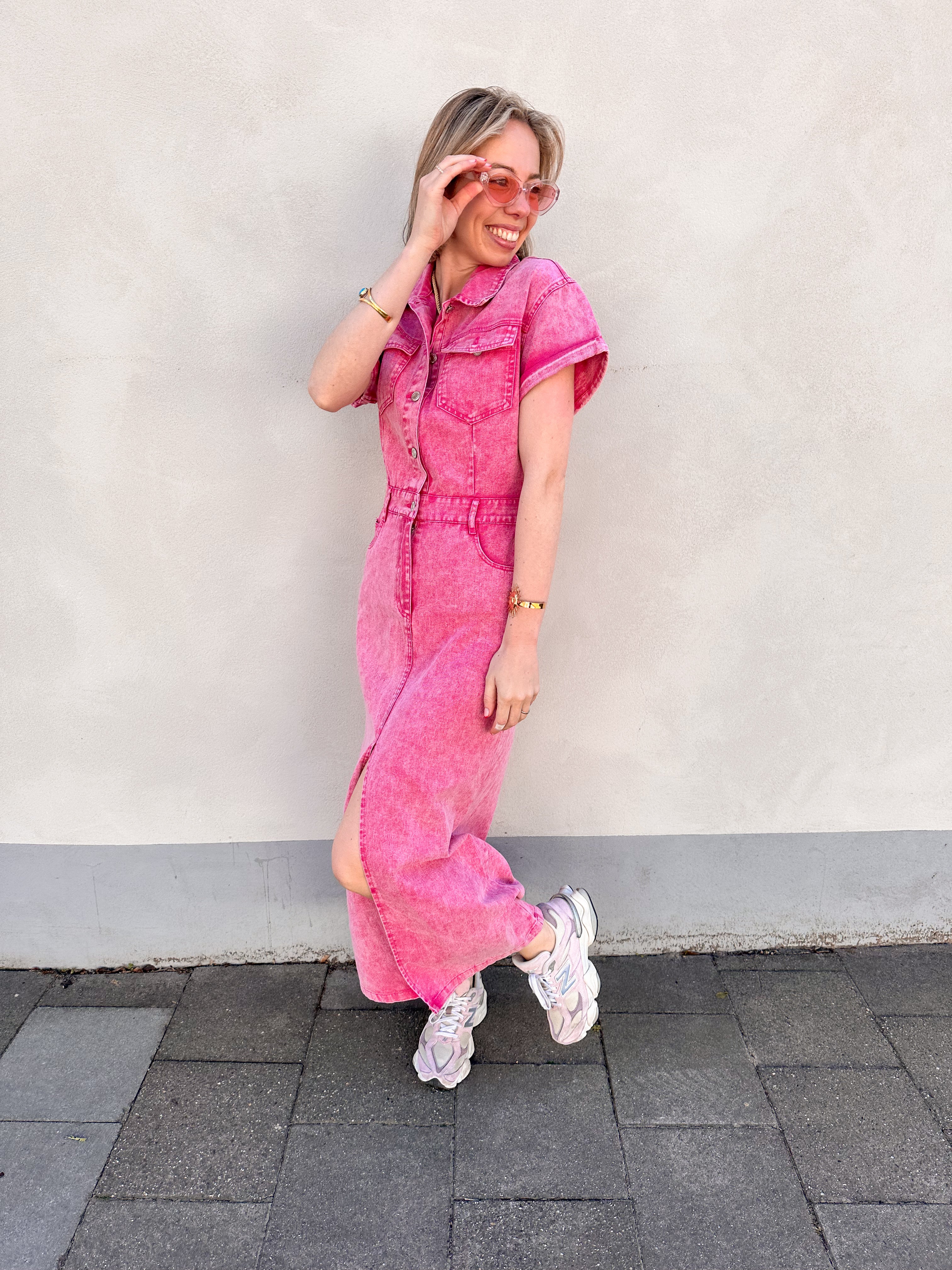 Reeva jeanskleed roze