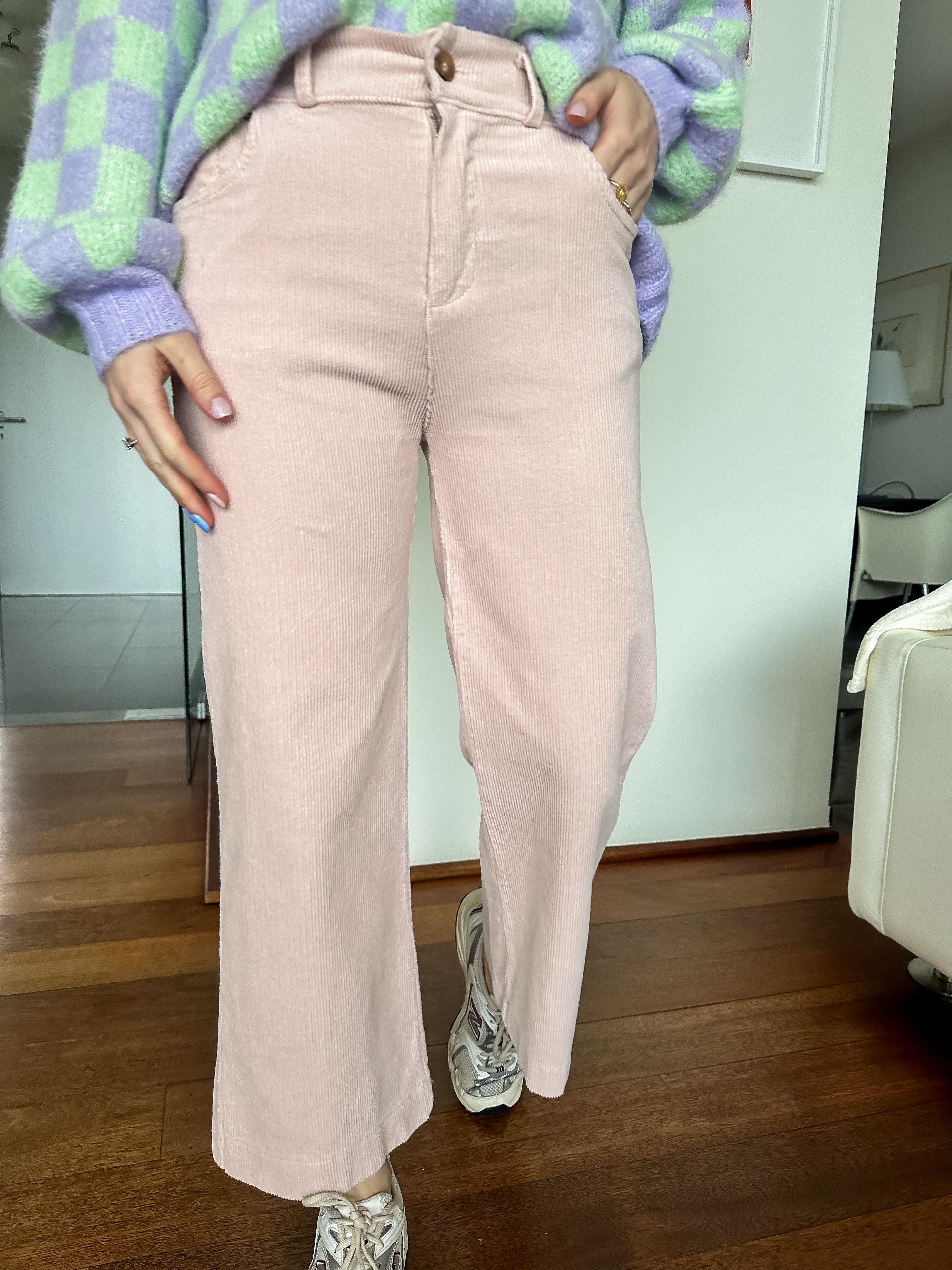Roxy broek roze ribfluweel