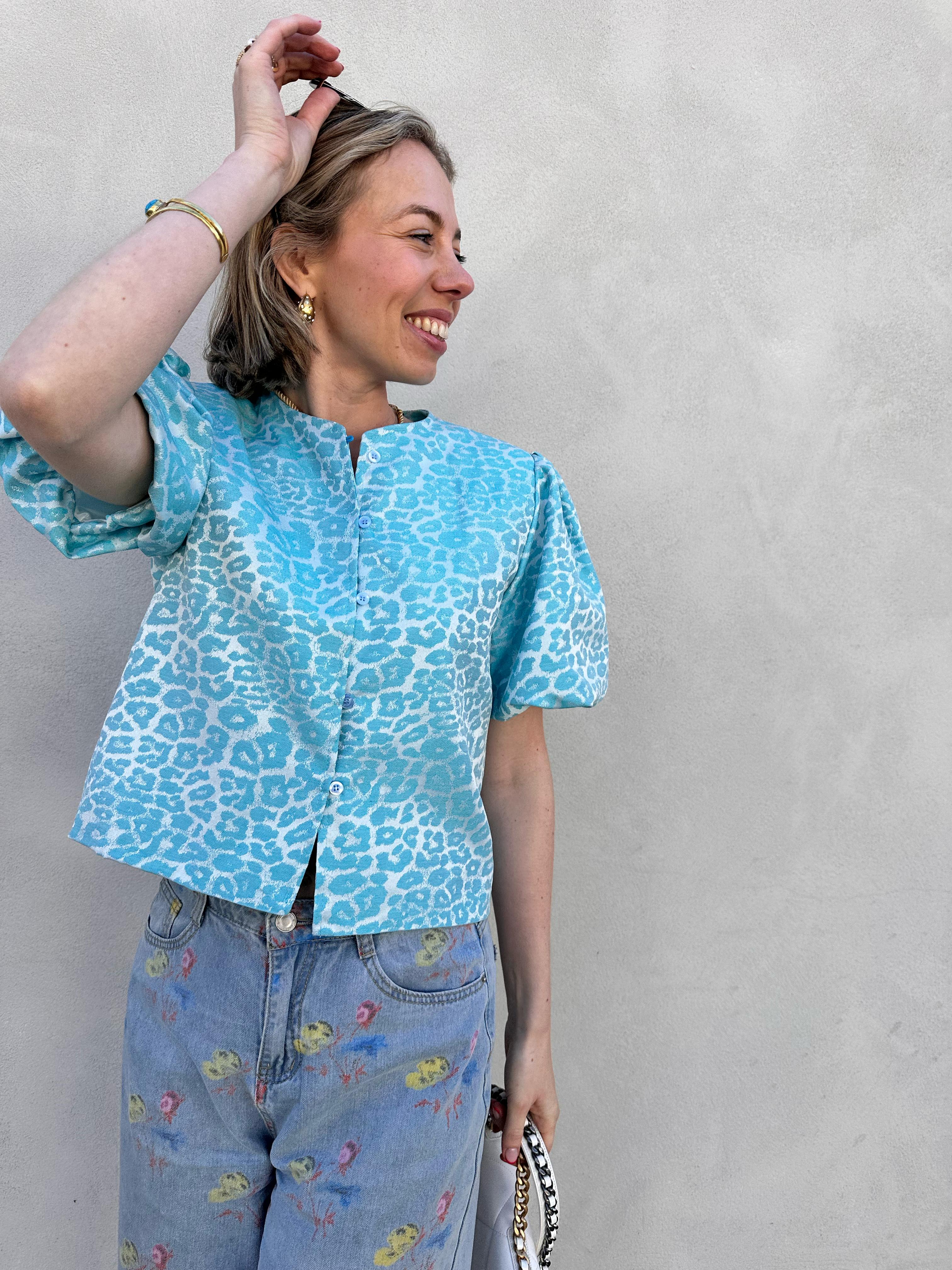 Véda blouse blauw