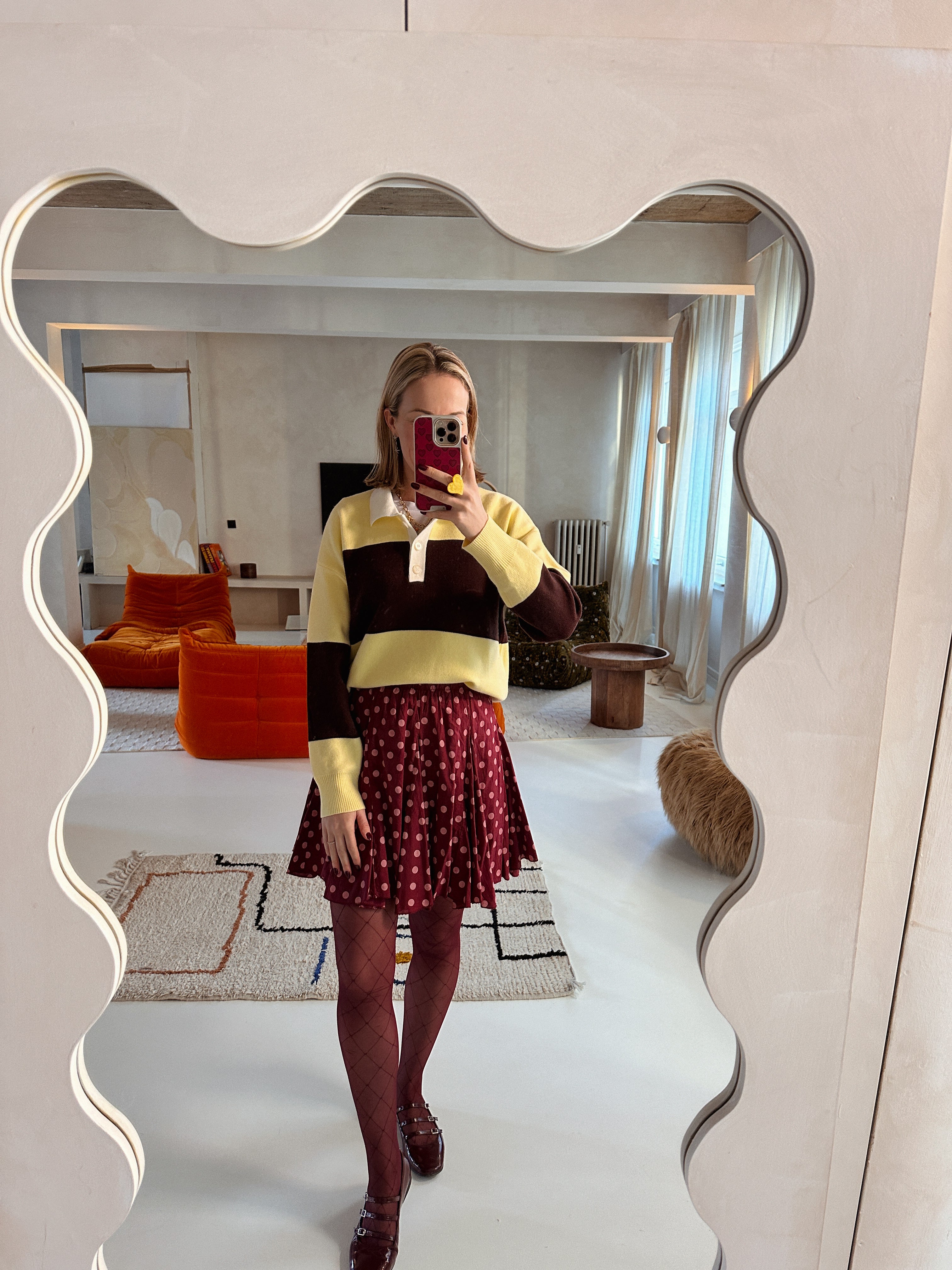 Polka dot rok burgundy