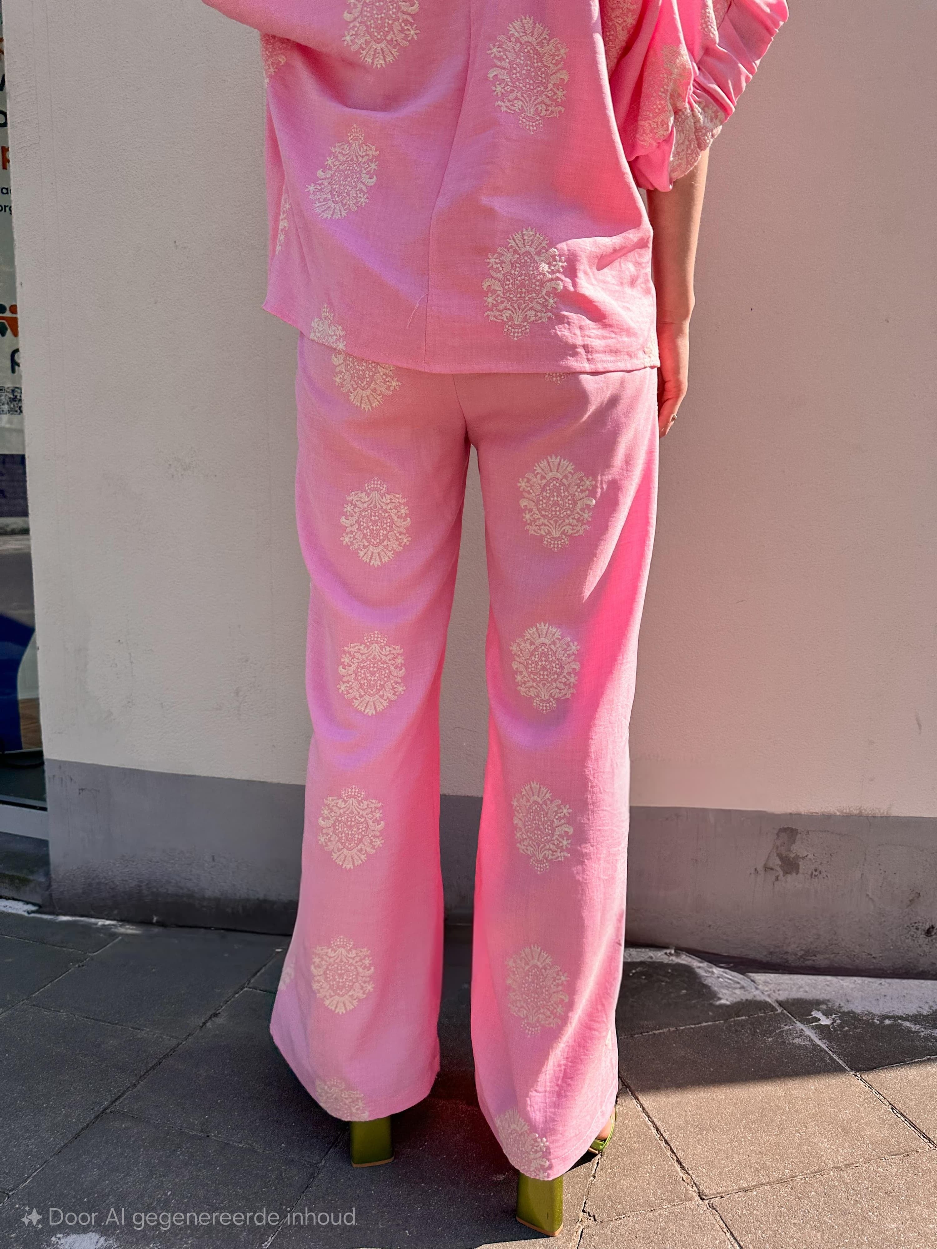 Lianne broek roze gebloemd