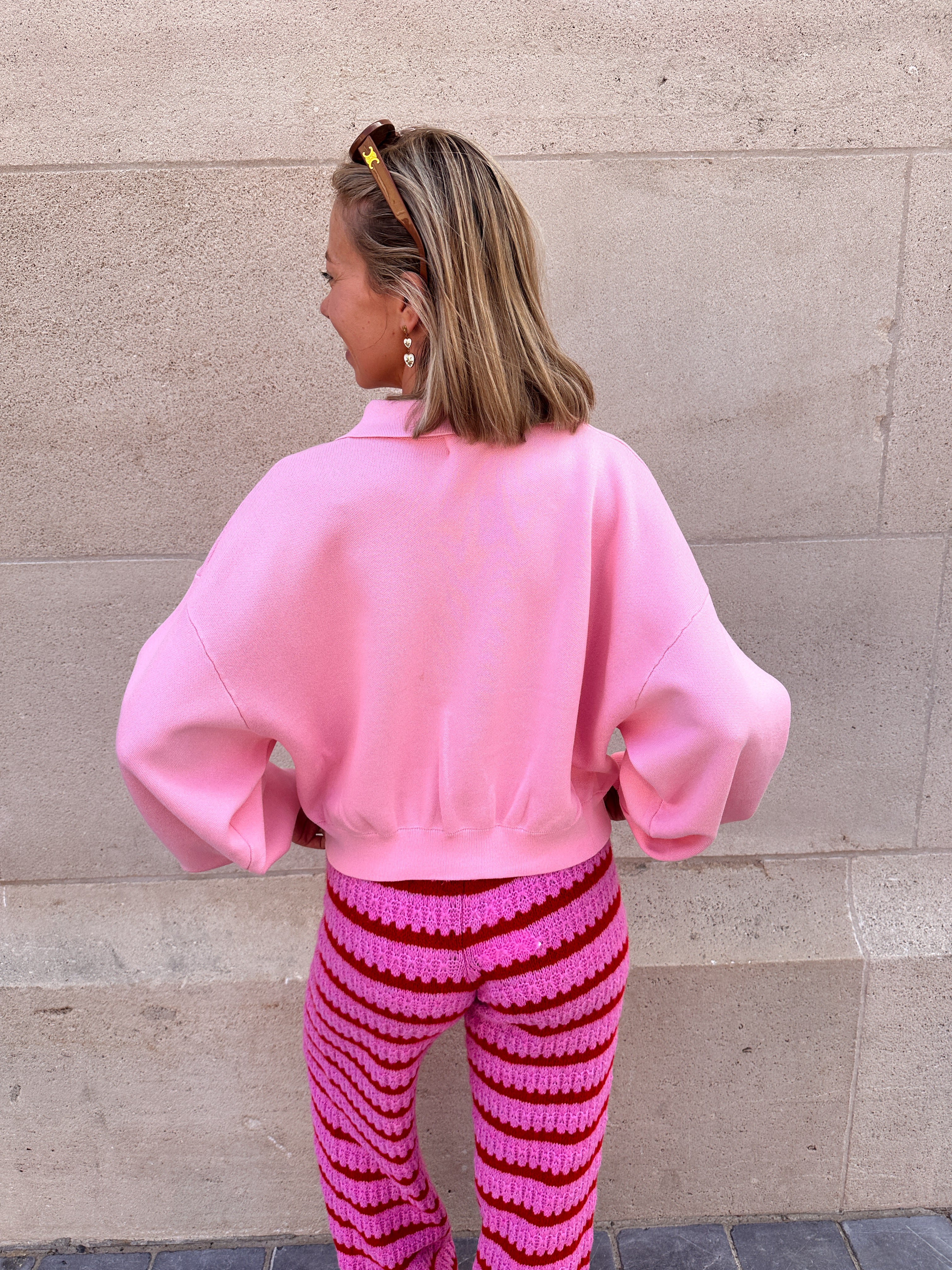 Elisa lichtroze cropped trui