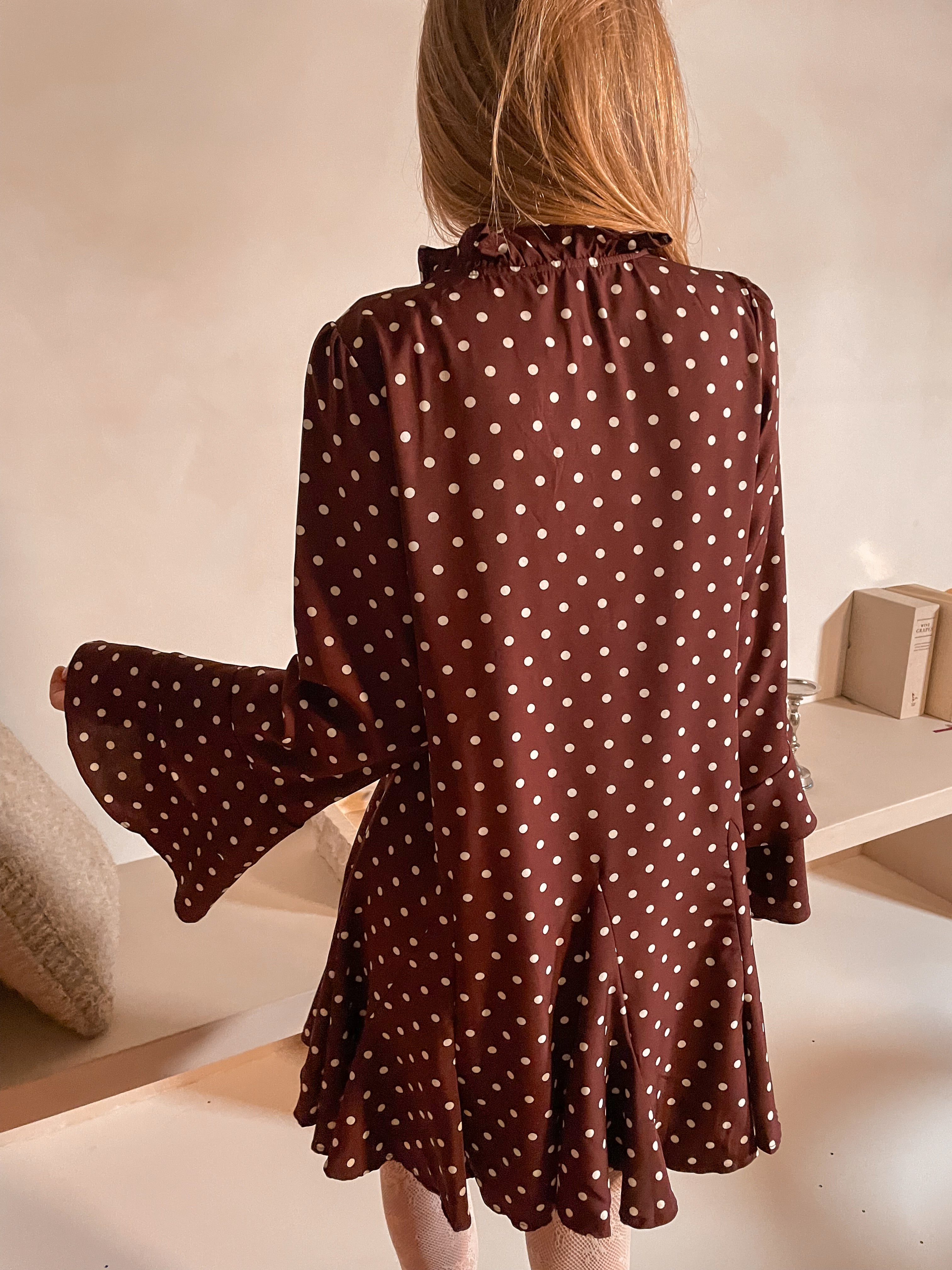 Amélie jurk bruin polka