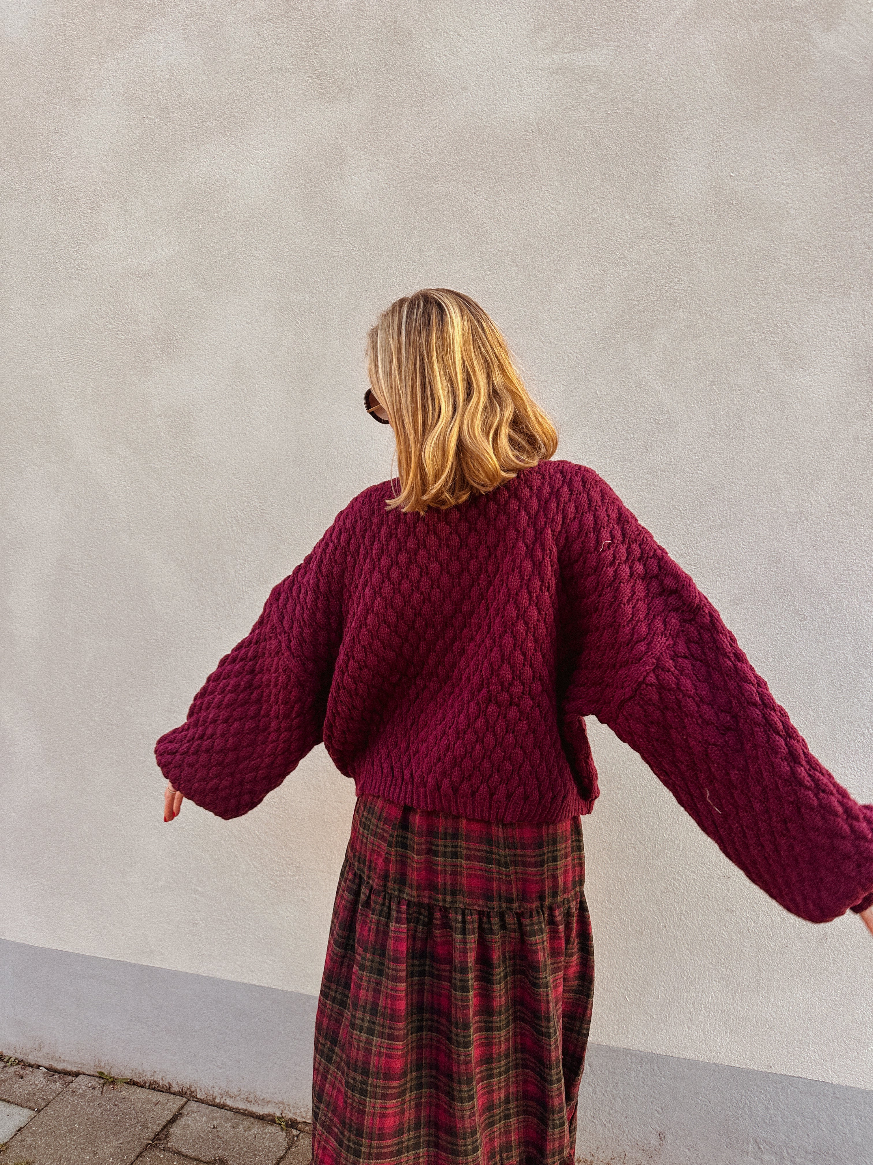 Daisy trui burgundy met hartjes