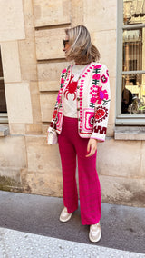 Fuchsia gehaakte broek