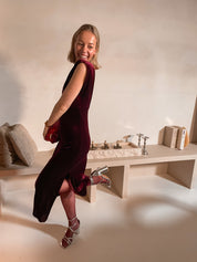 Avenne jurk burgundy velvet