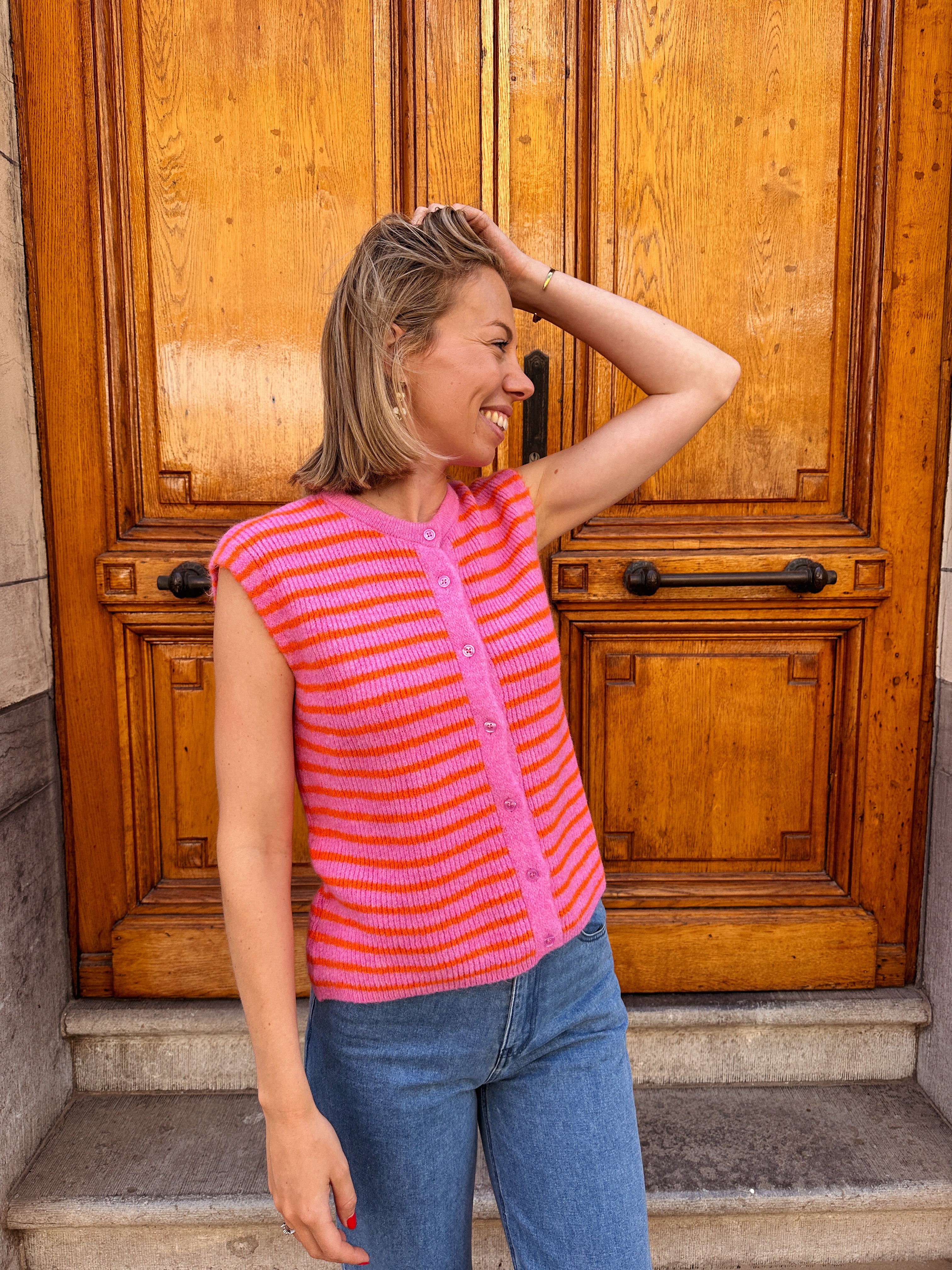 Lois debardeur oranje/roze