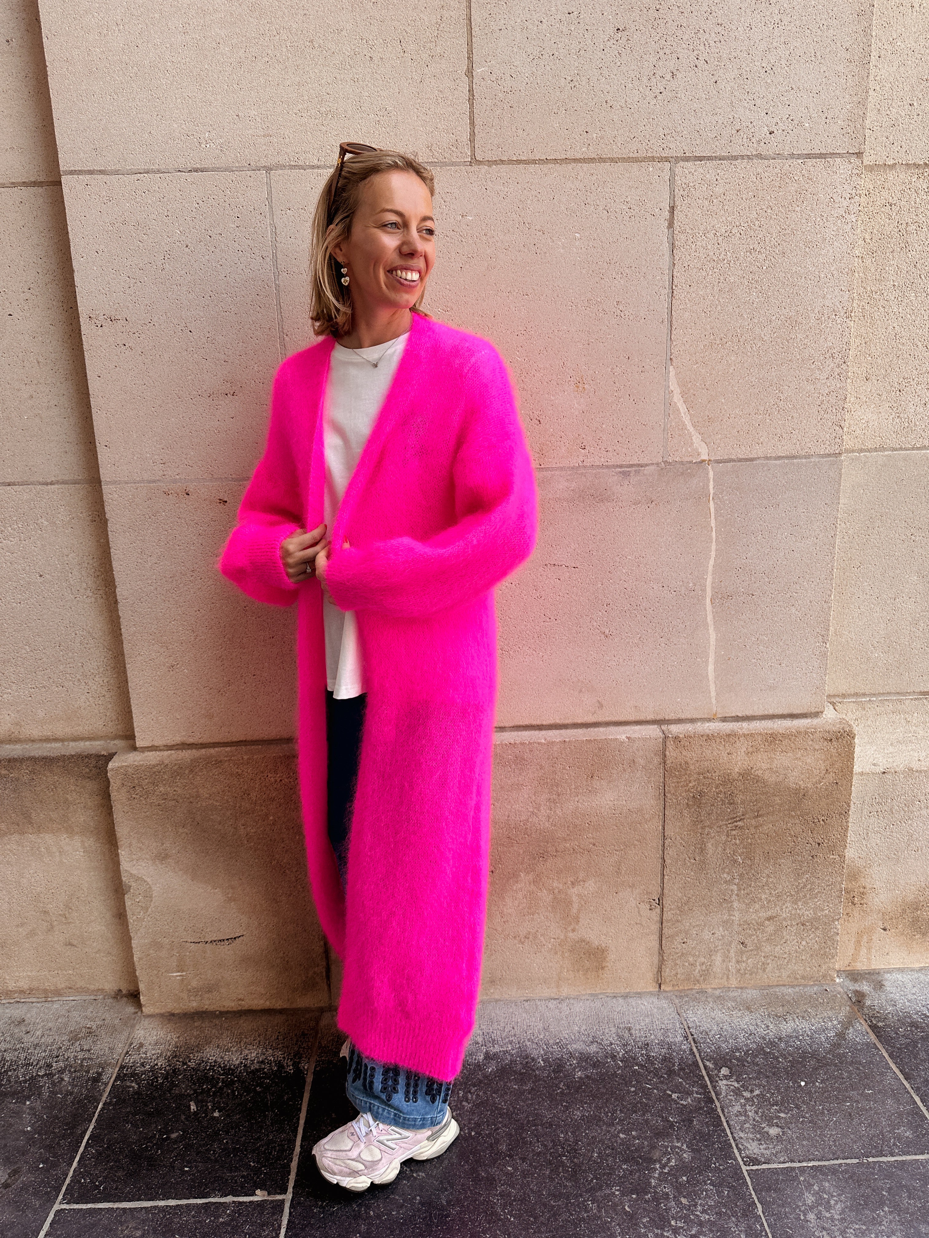 Ayla lange cardigan roze
