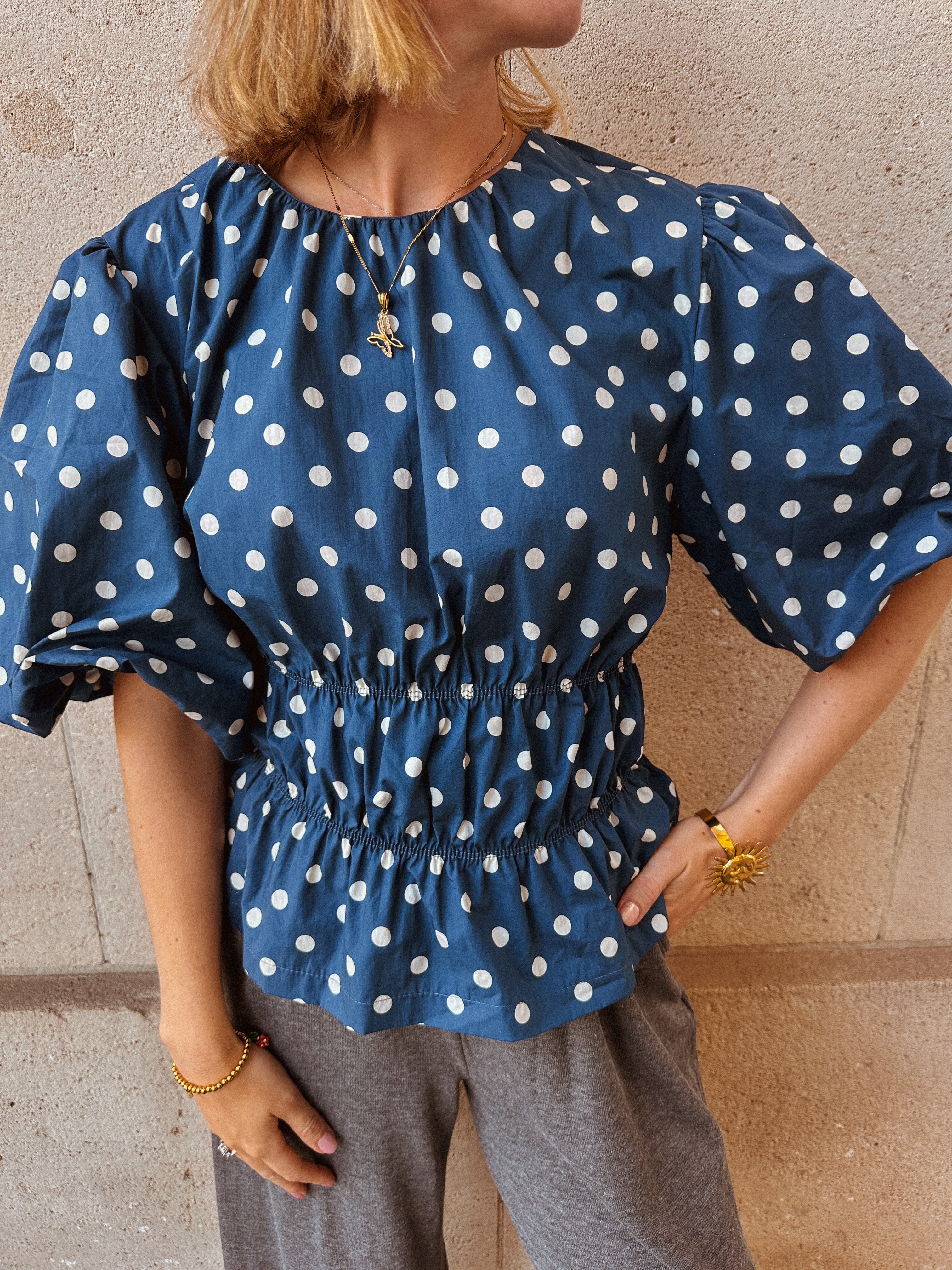 Jovie polka dot blouse blauw