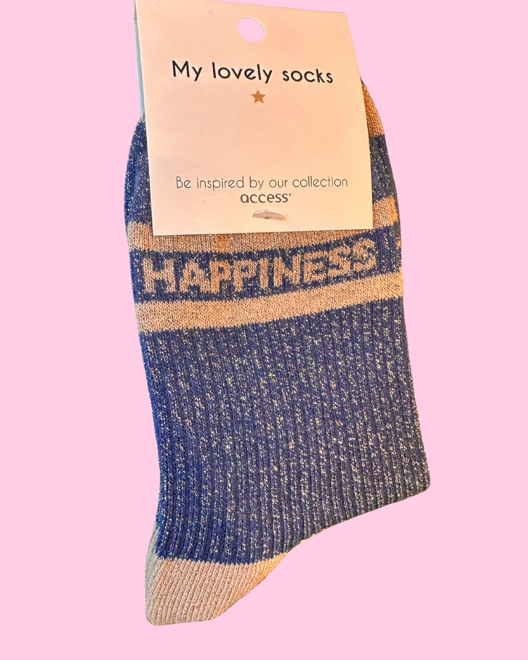 Happiness glittersokjes blauw