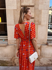 Donna jurk oranje geruit