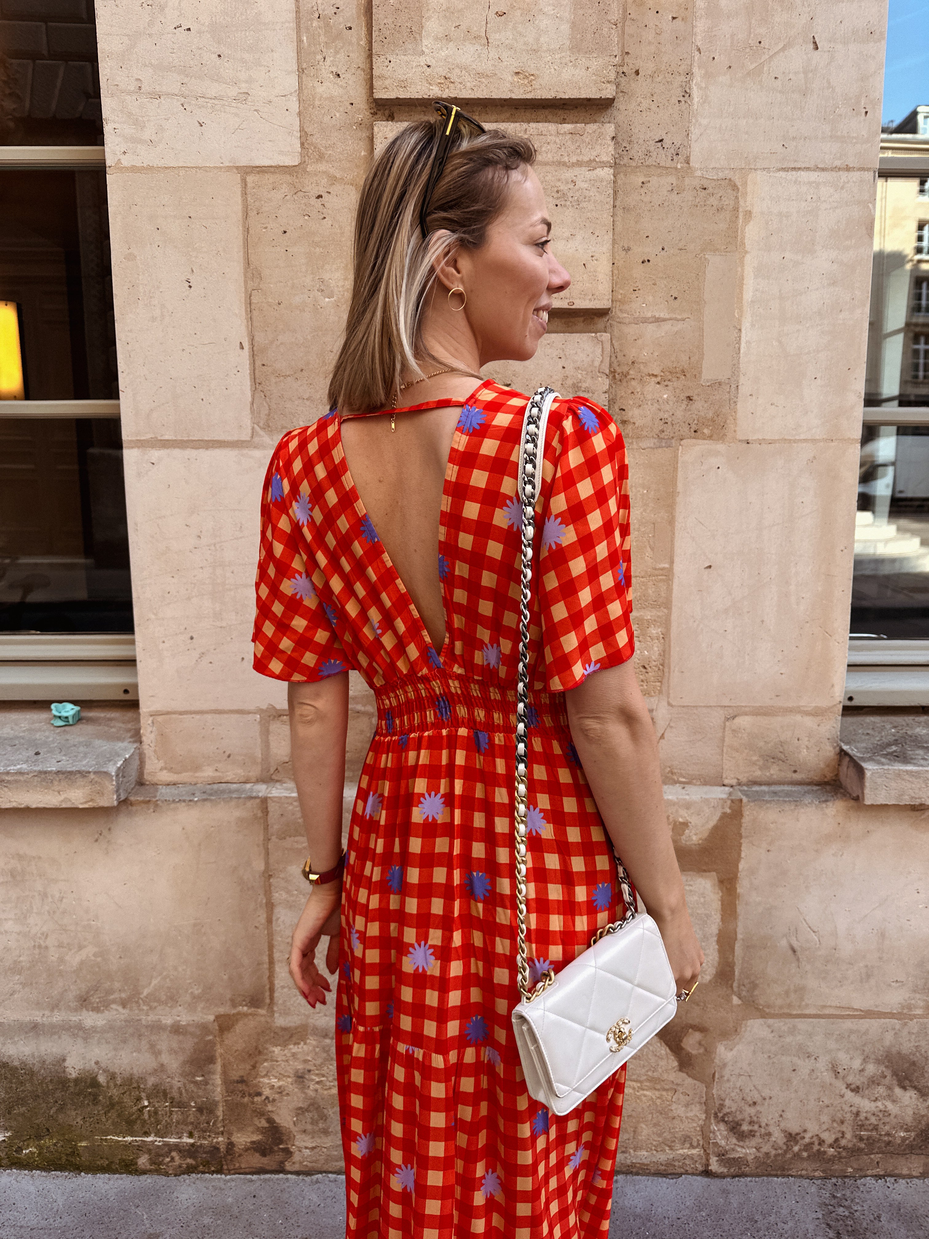 Donna jurk oranje geruit