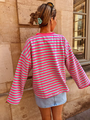 Colette longsleeve tee roze/blauw