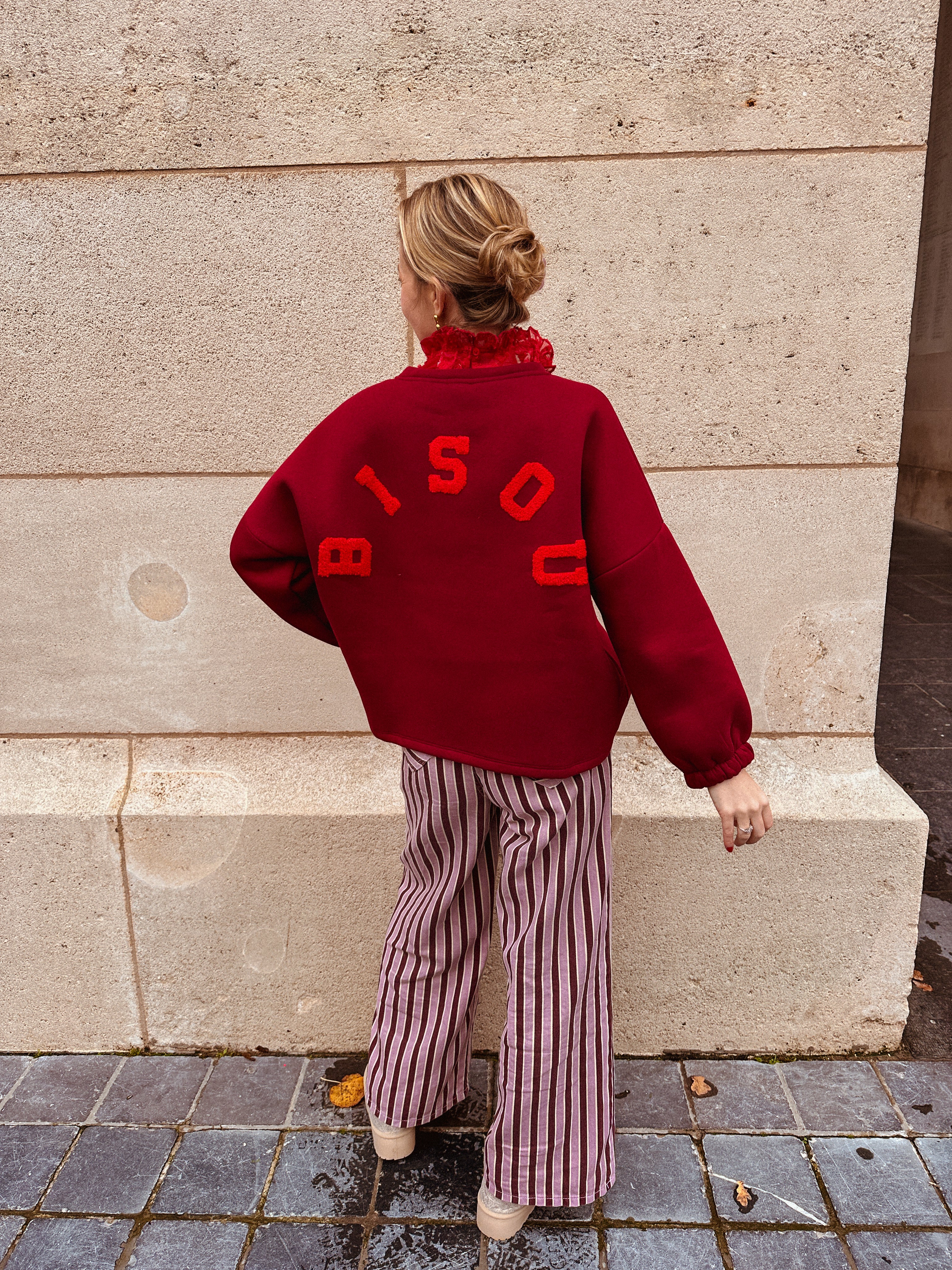 Bisous sweater burgundy/rood
