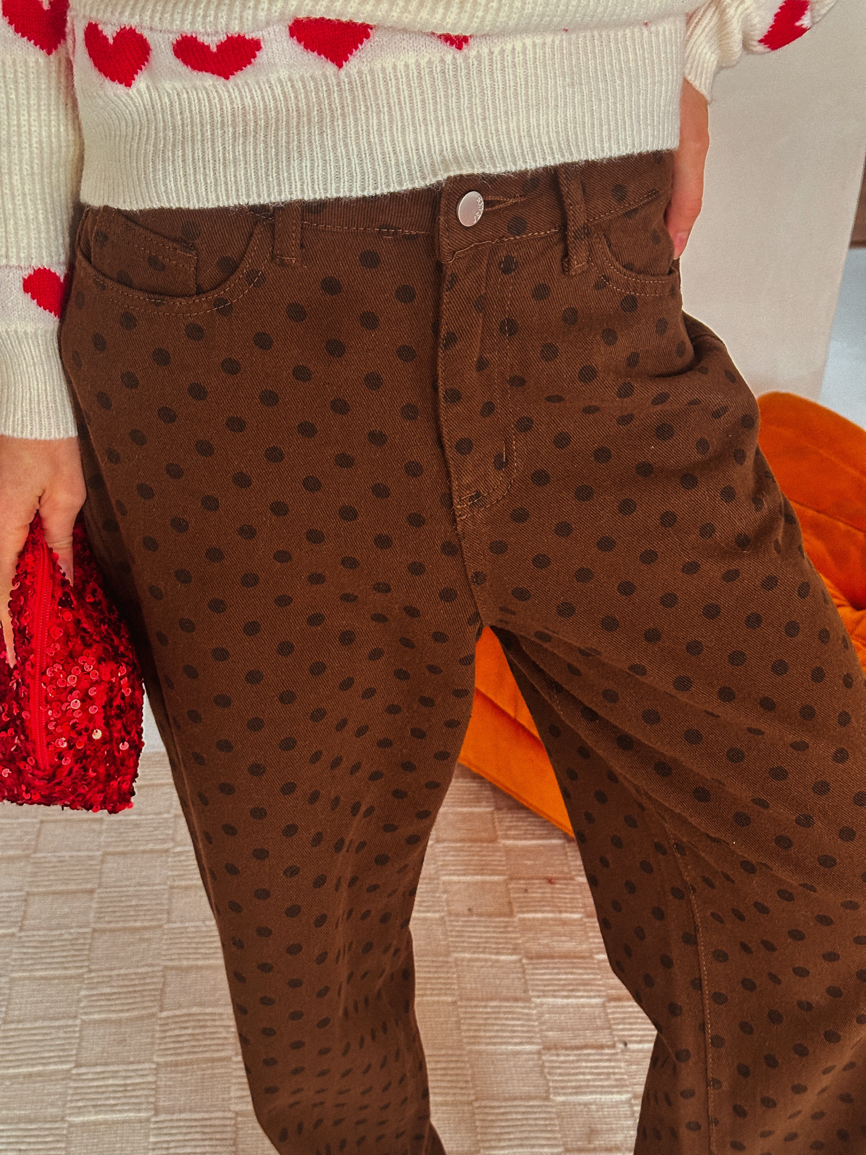 Aluna broek bruin Polka
