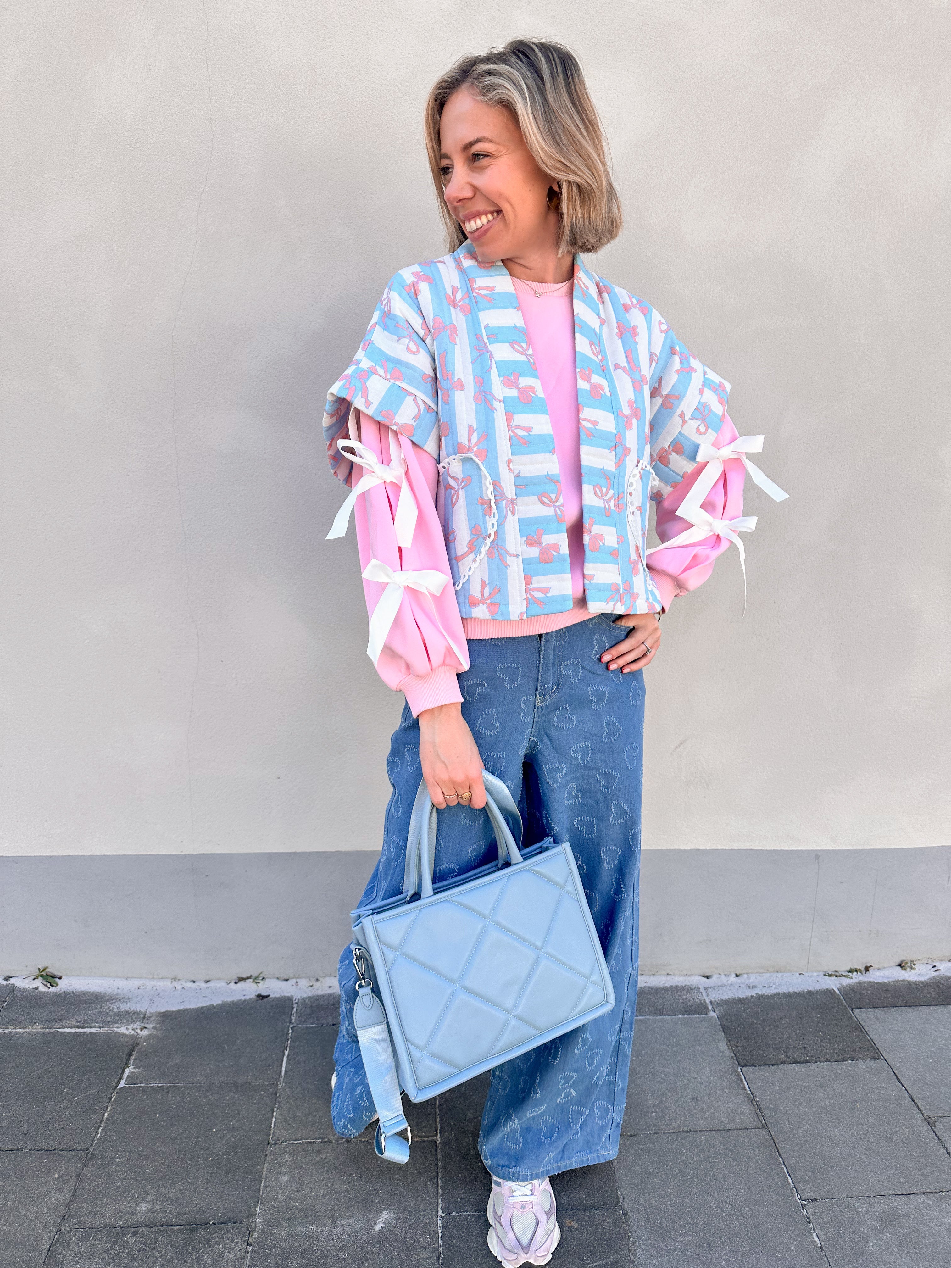 Siena jas blauw/wit gestreept