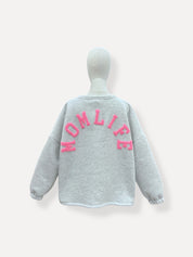 Momlife sweater grijs/roze