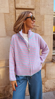 Livia gilet roze/blauw