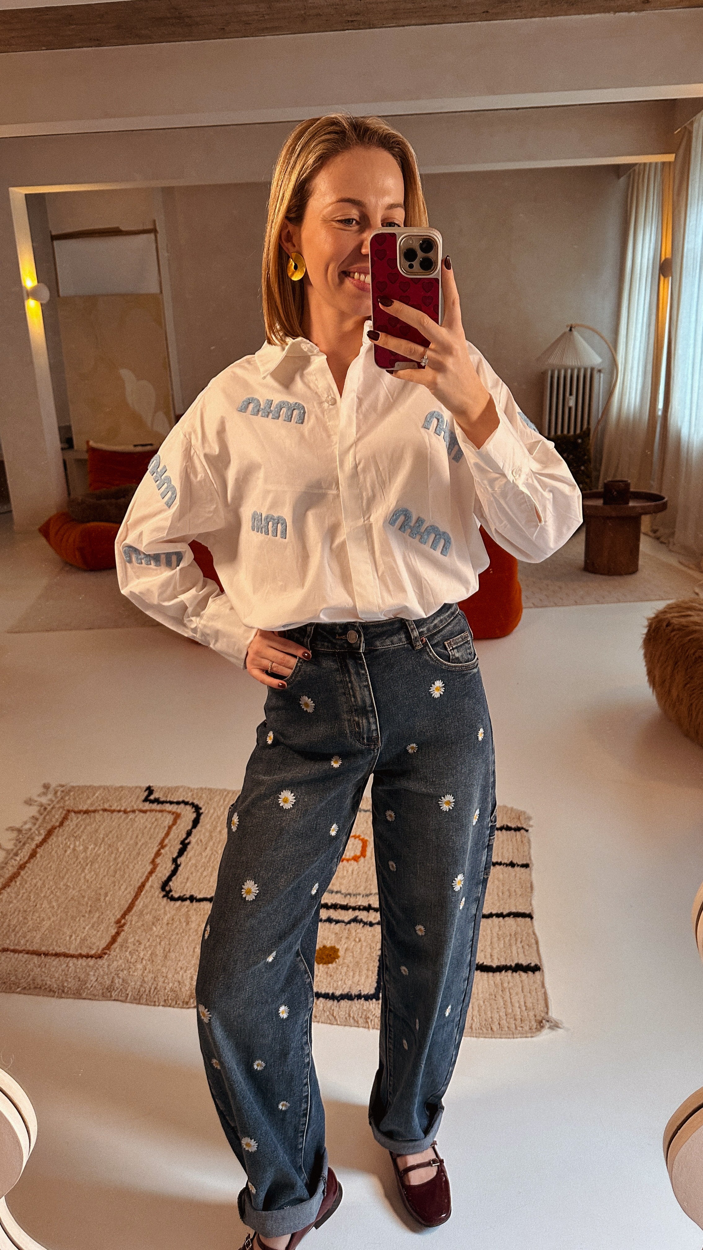 Isa blouse wit met lichtblauwe print