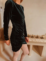 Davina jurk groen velvet