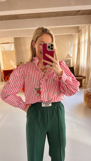 Tina blouse roze/wit gestreept