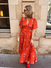 Donna jurk oranje geruit