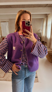 Fie teddy bodywarmer paars