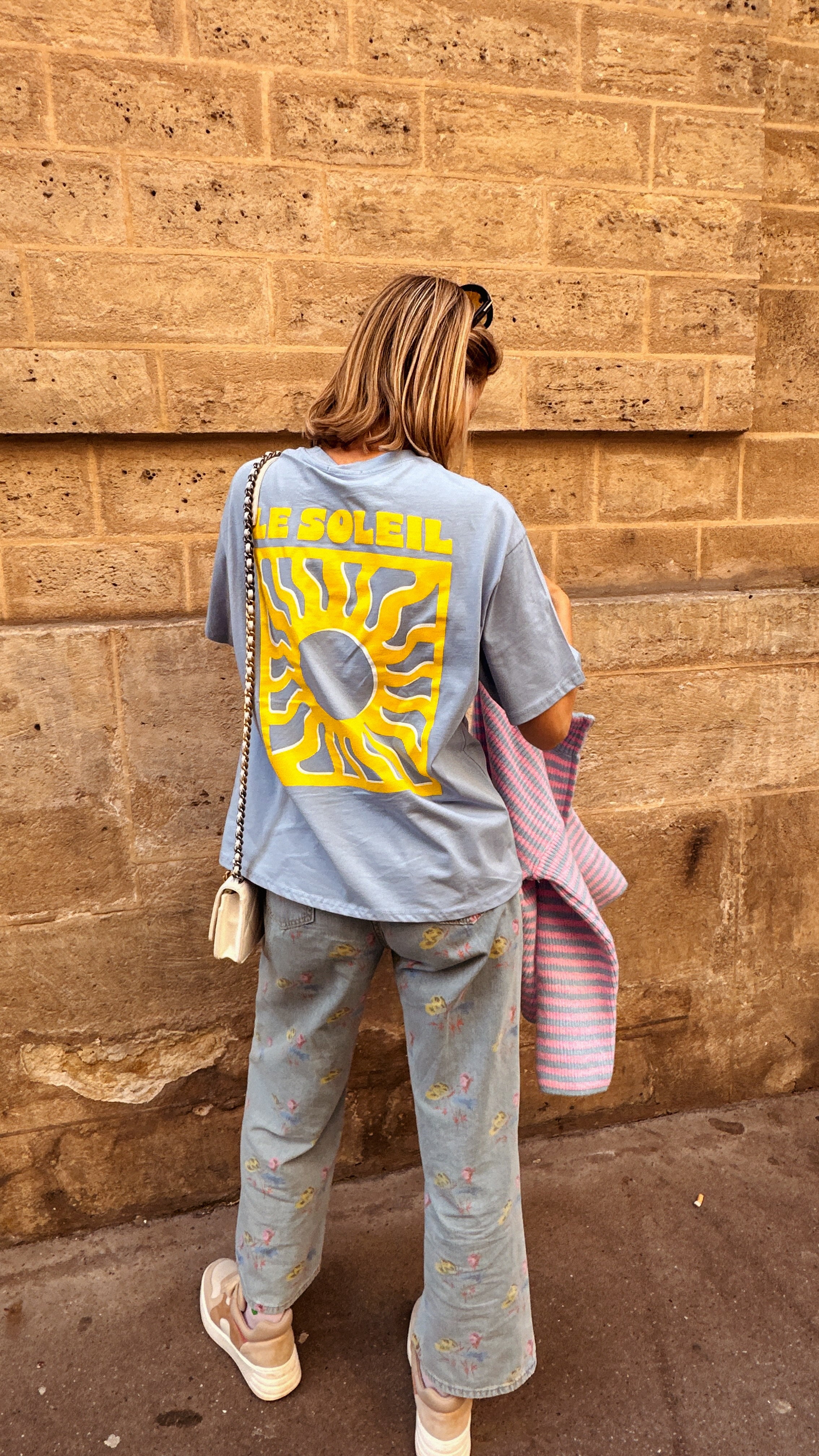 T-shirt Soleil blauw/geel