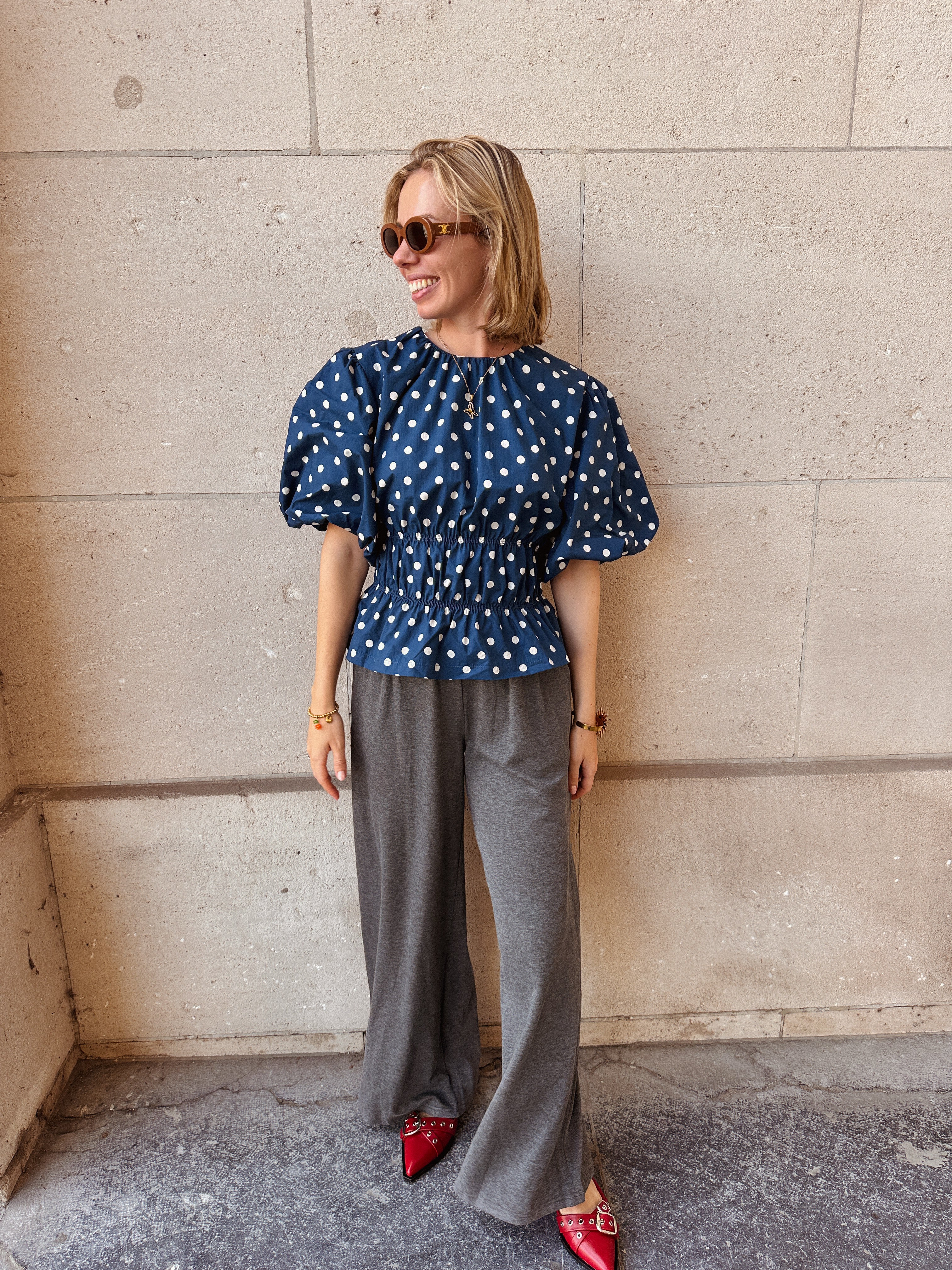 Jovie polka dot blouse blauw