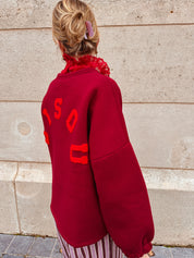 Bisous sweater burgundy/rood