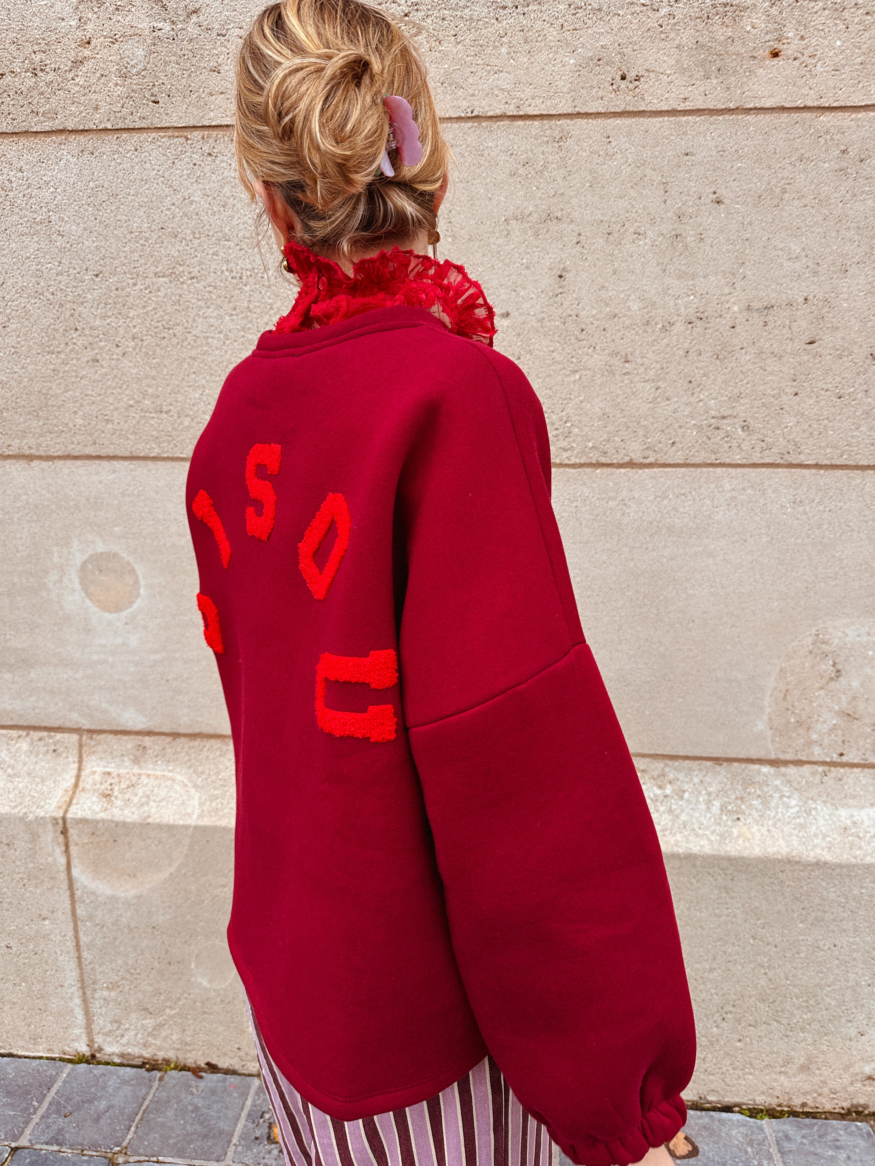 Bisous sweater burgundy/rood