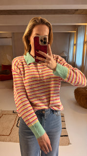 Isla polo trui mintgroen gestreept