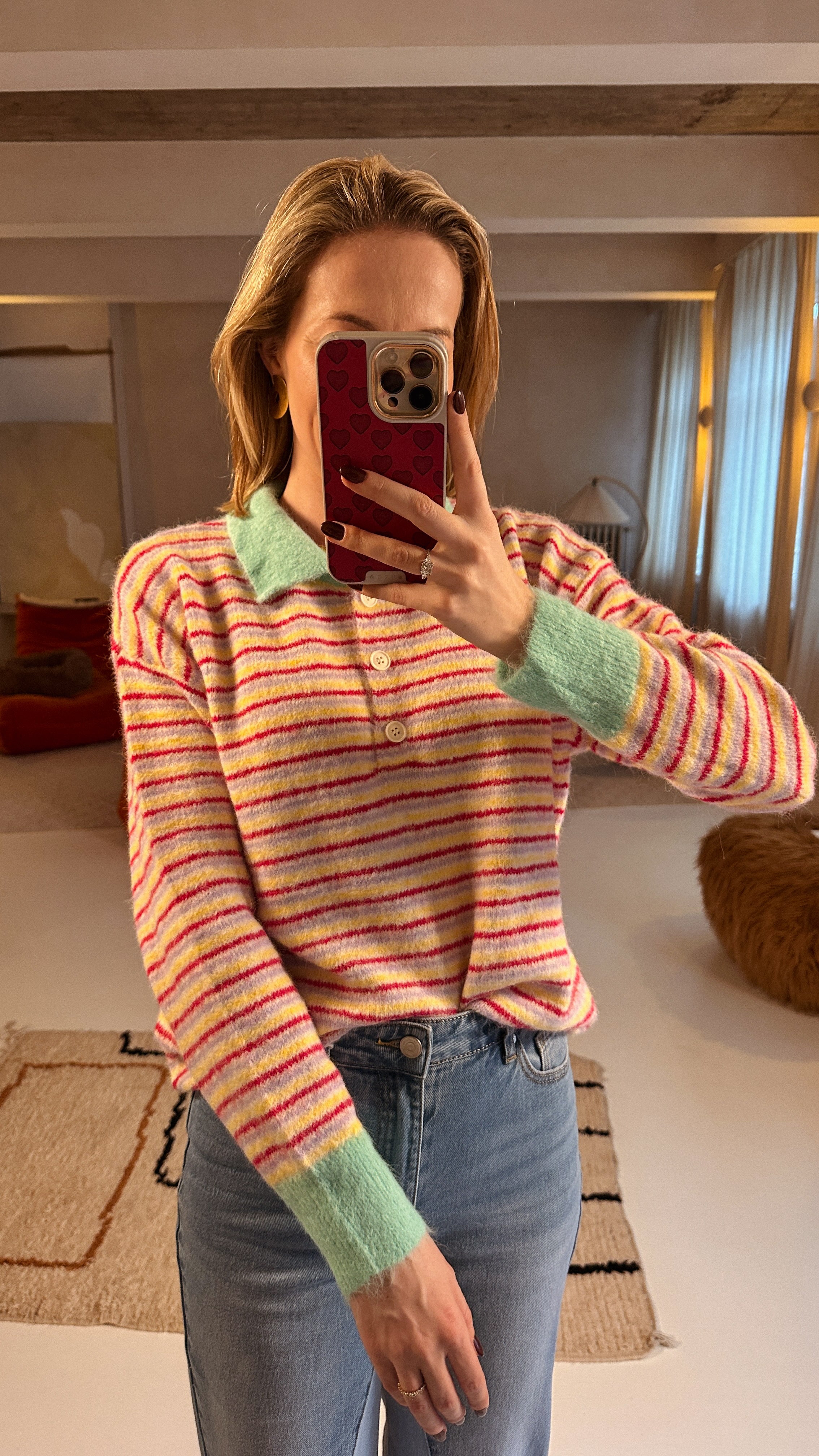 Isla polo trui mintgroen gestreept