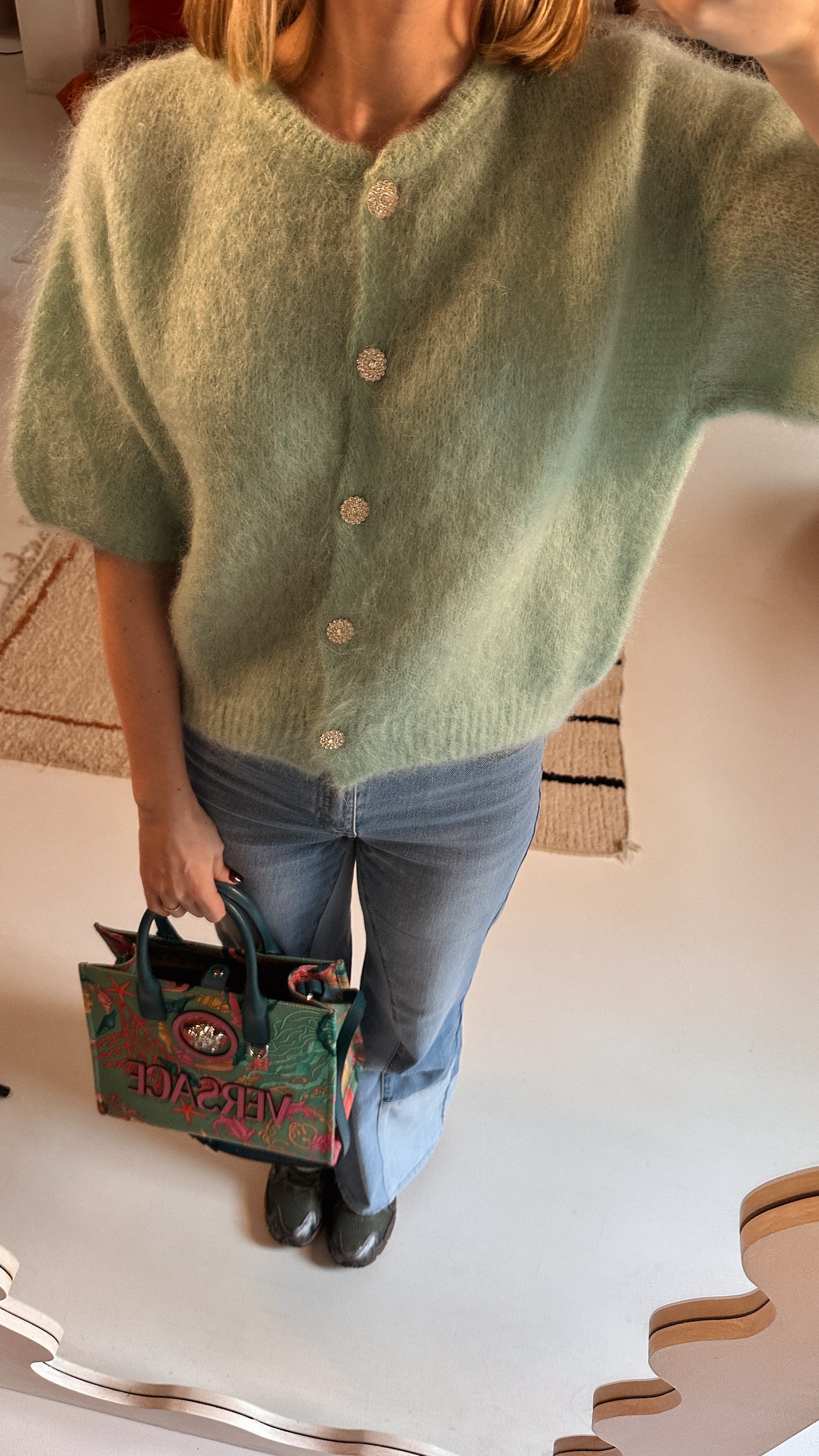 Nori trui mintgroen korte mouw