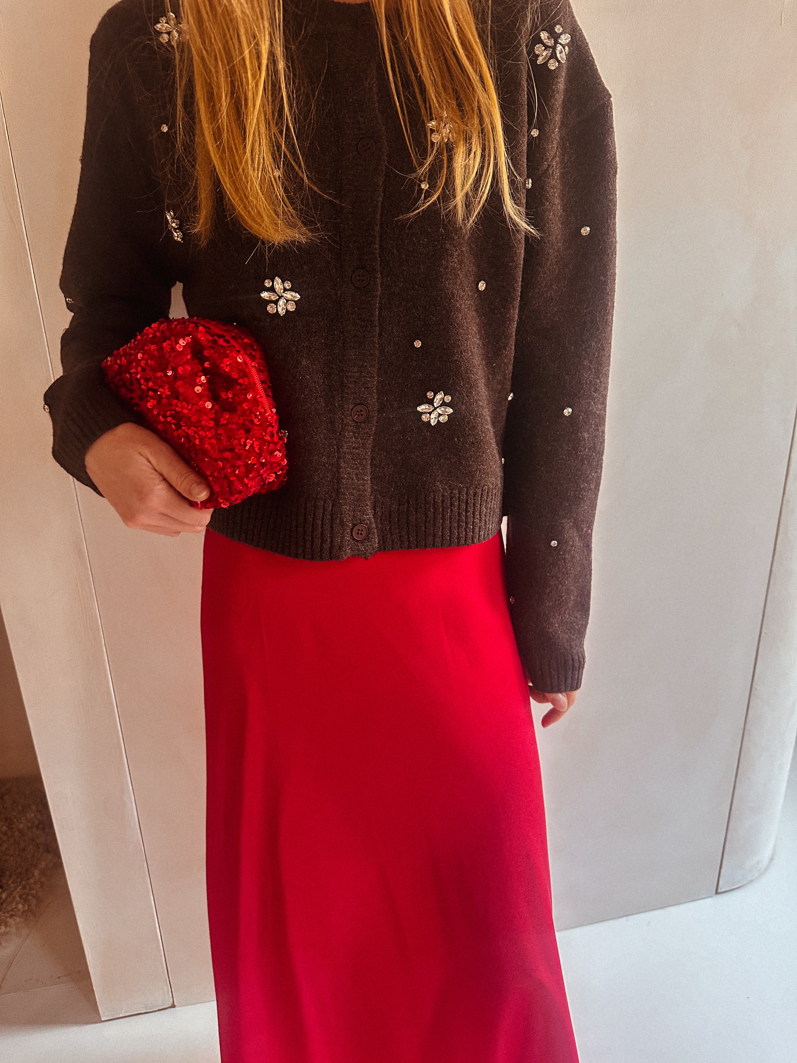 Isole satijnen rok rood