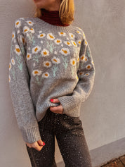 Jess trui grijs gebloemd