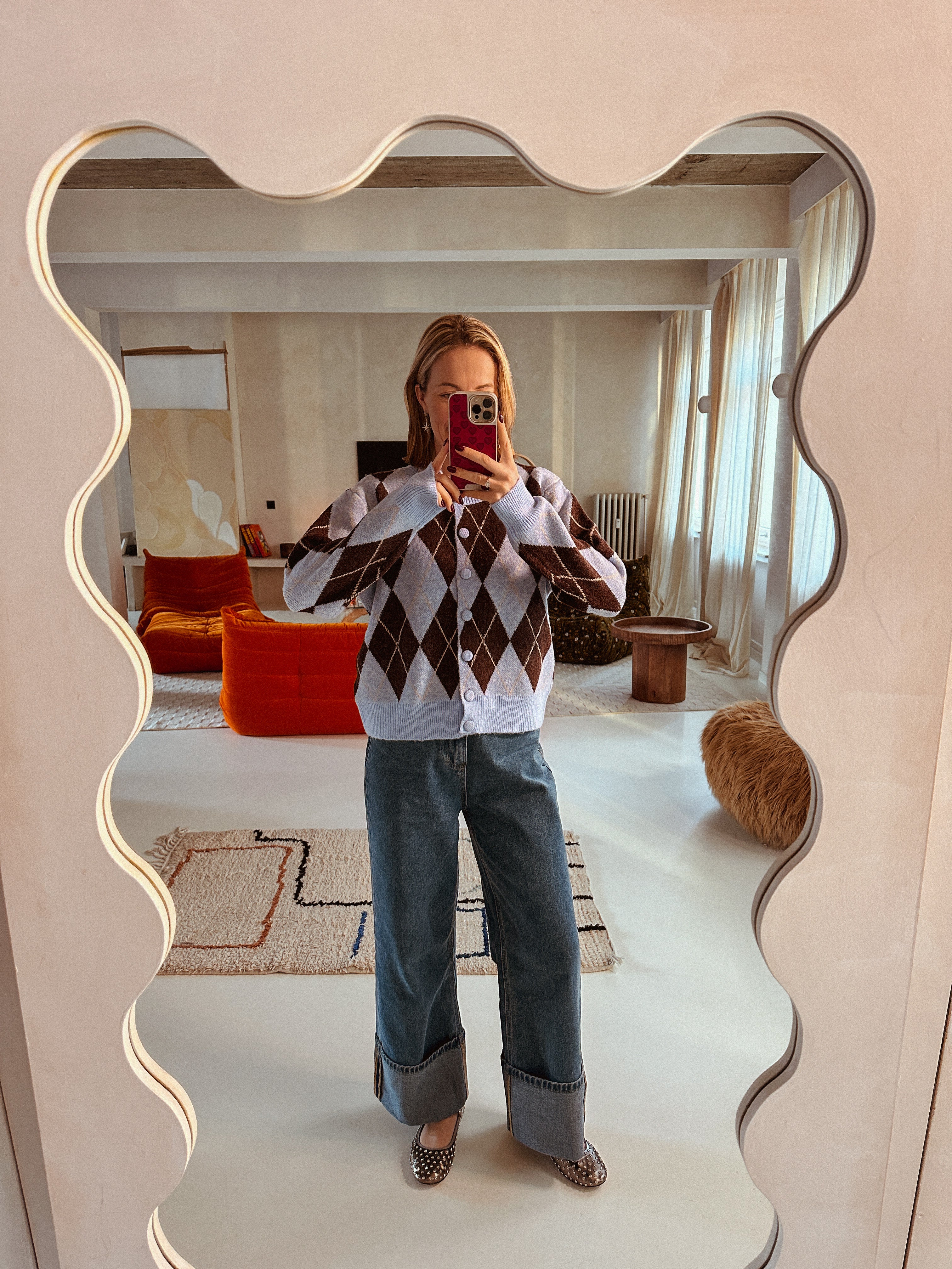 Tessa gilet geruit blauw/bruin