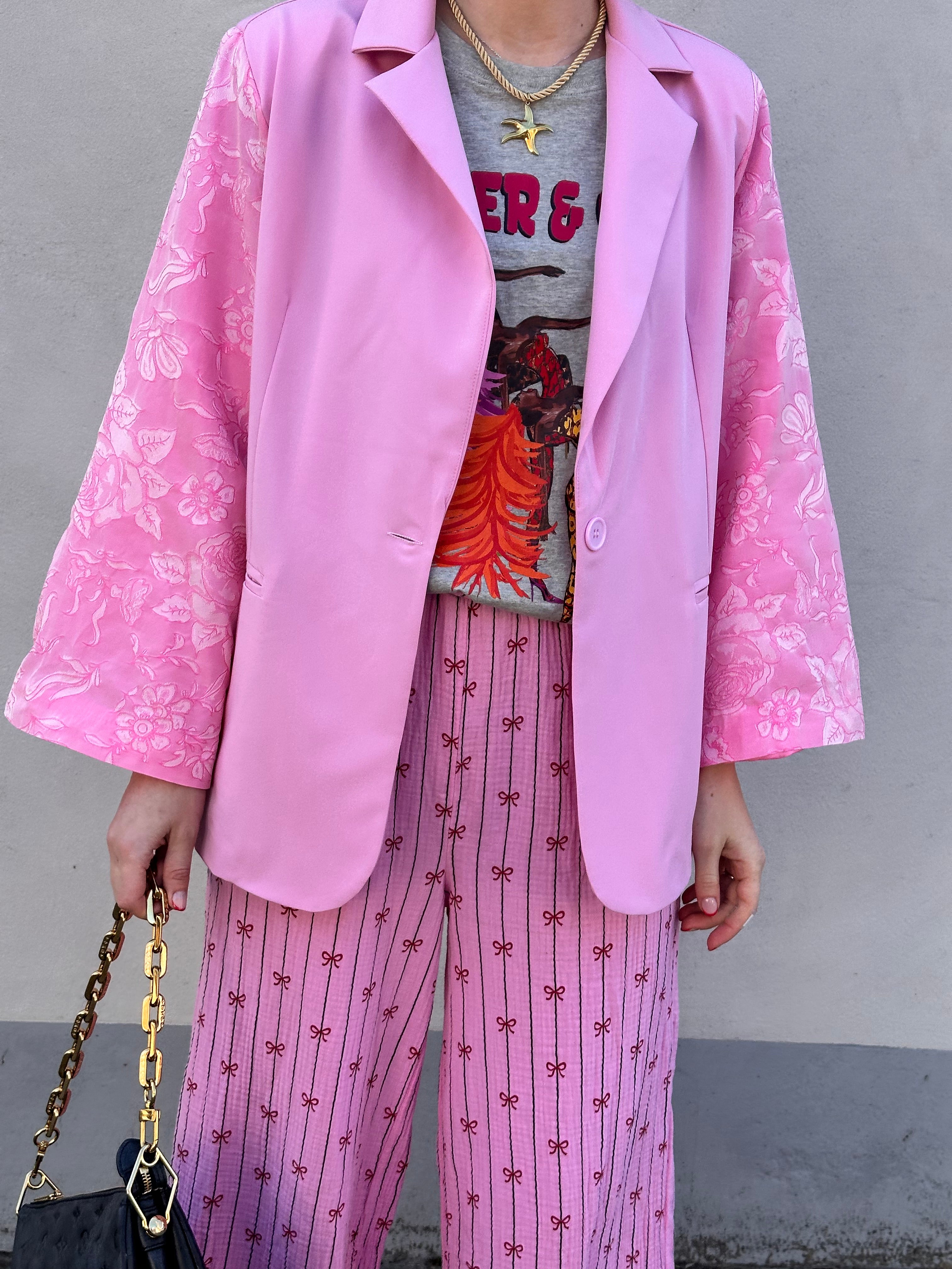 Felien broek roze met rode strikjes