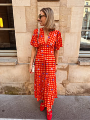 Donna jurk oranje geruit