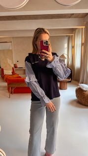 Colourful rebel sleeve top blauw