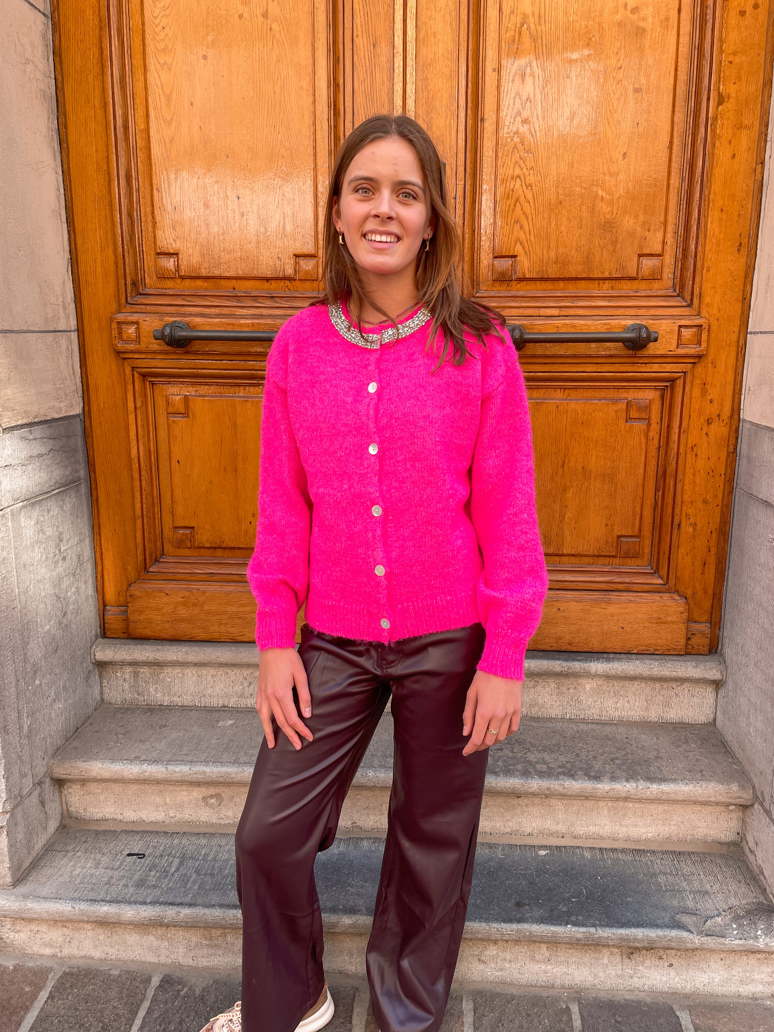 Nina gilet strass fuchsia