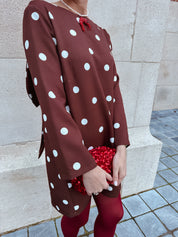 Polka dot jurk bruin