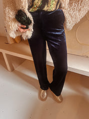 Camille velvet broek blauw